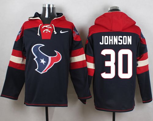 Nike Texans #30 Kevin Johnson Navy Blue Player Pullover NFL Hoodie